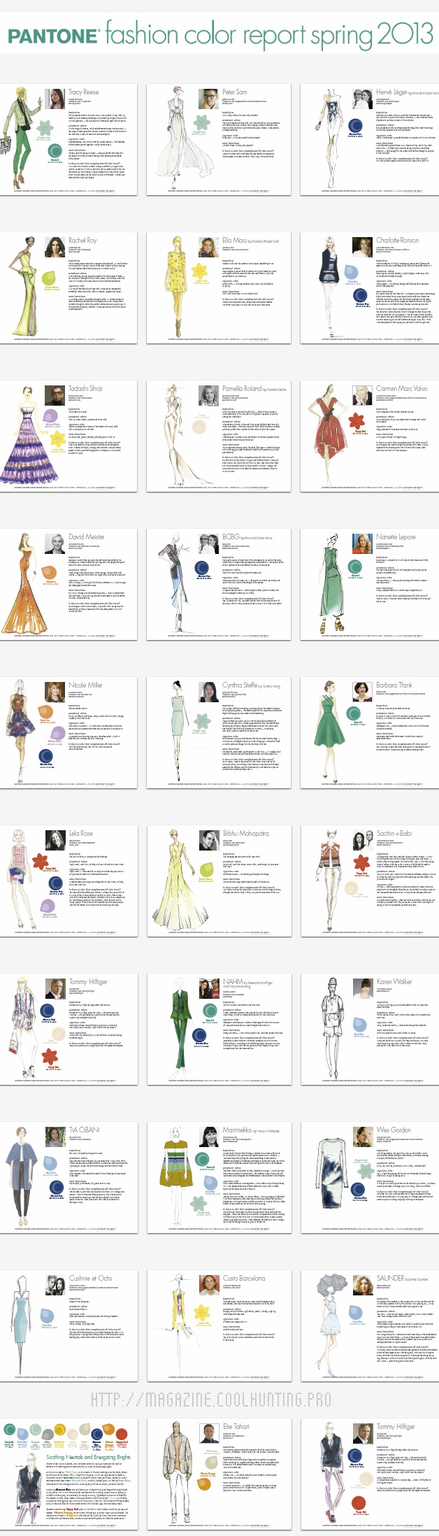 Figurines y diseños del reporte de tendencias color PANTONE 2013